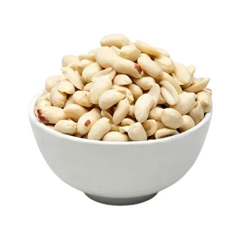 Split blanched peanut kernels in a bowl — supplied by KPRS Foods